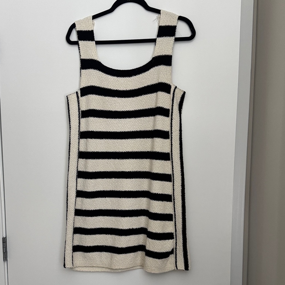 Zara Knit Black and White Striped Dress size M